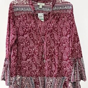 Women's Paisley Style & Co Lace Trim Boho Top